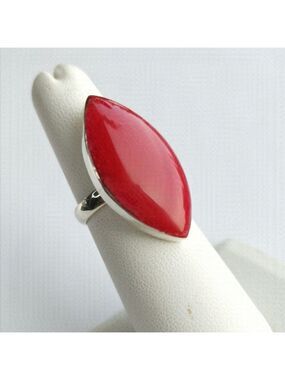 Red sponge coral geometric ring in sterling silver size 6 🆕